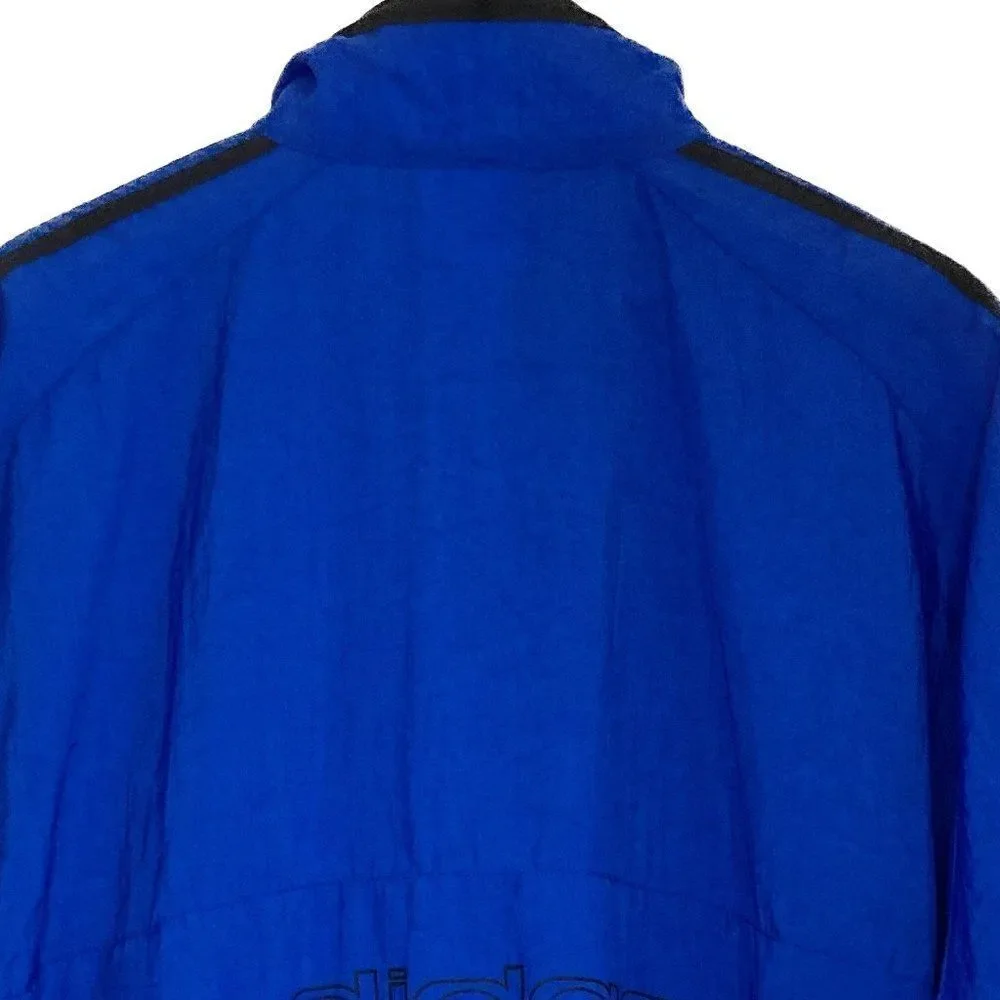 Vintage Adidas Blue Three Black Stripes Full Zip Windbreaker Jacket Size Large
